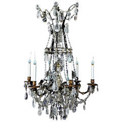 Antique French Louis XVI Style Patina Bronze and Rock Crystal Chandelier 3