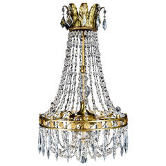 Antique French Louis XVI Style Gilt Bronze and Crystal Chandelier