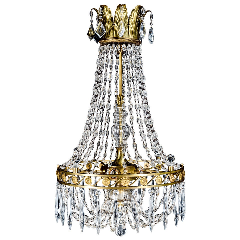 Antique French Louis XVI Style Gilt Bronze and Crystal Chandelier
