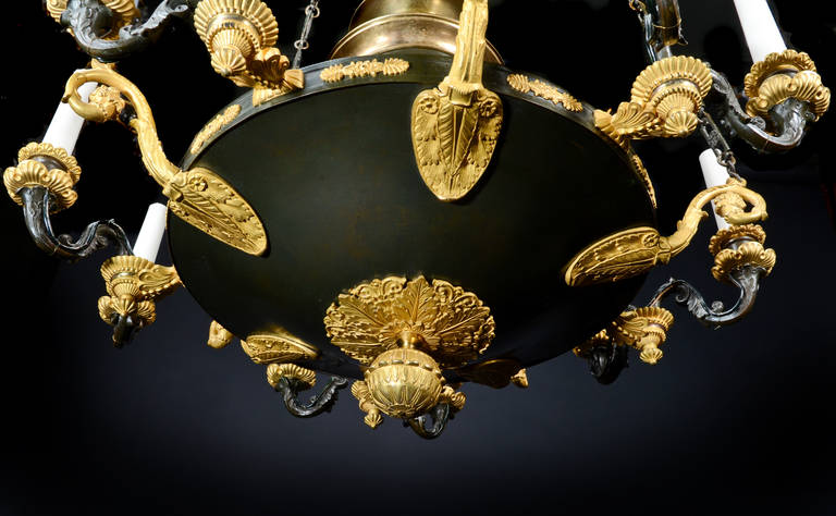Bronze doré Lustre néoclassique ancien de style Empire français, français en vente