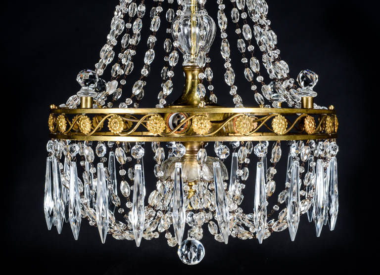 Mid-20th Century Antique French Louis XVI Style Gilt Bronze and Crystal Chandelier