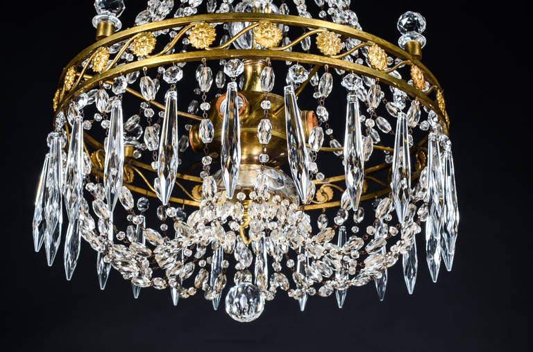 Antique French Louis XVI Style Gilt Bronze and Crystal Chandelier 2