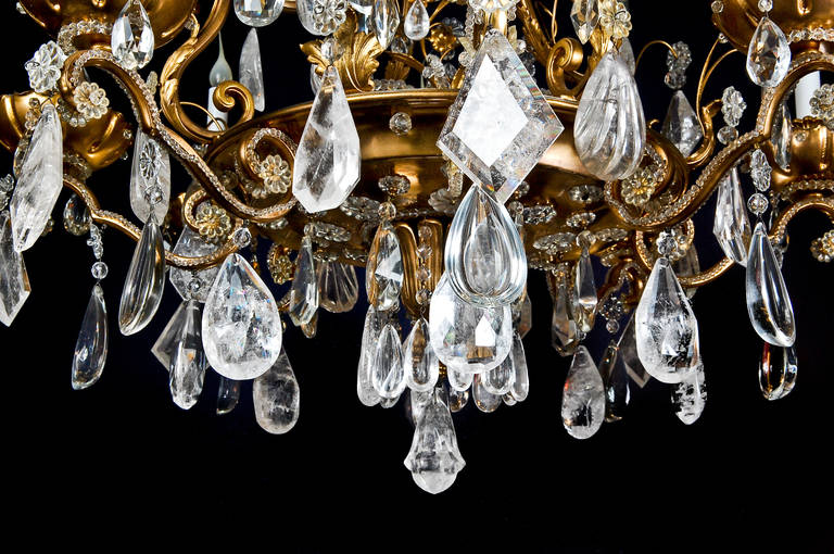 Magnificent Antique French Bagues Gilt Bronze and Rock Crystal Chandelier 3