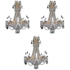 A Fine Antique French Louis XVI Style Gilt and Crystal Chandelier