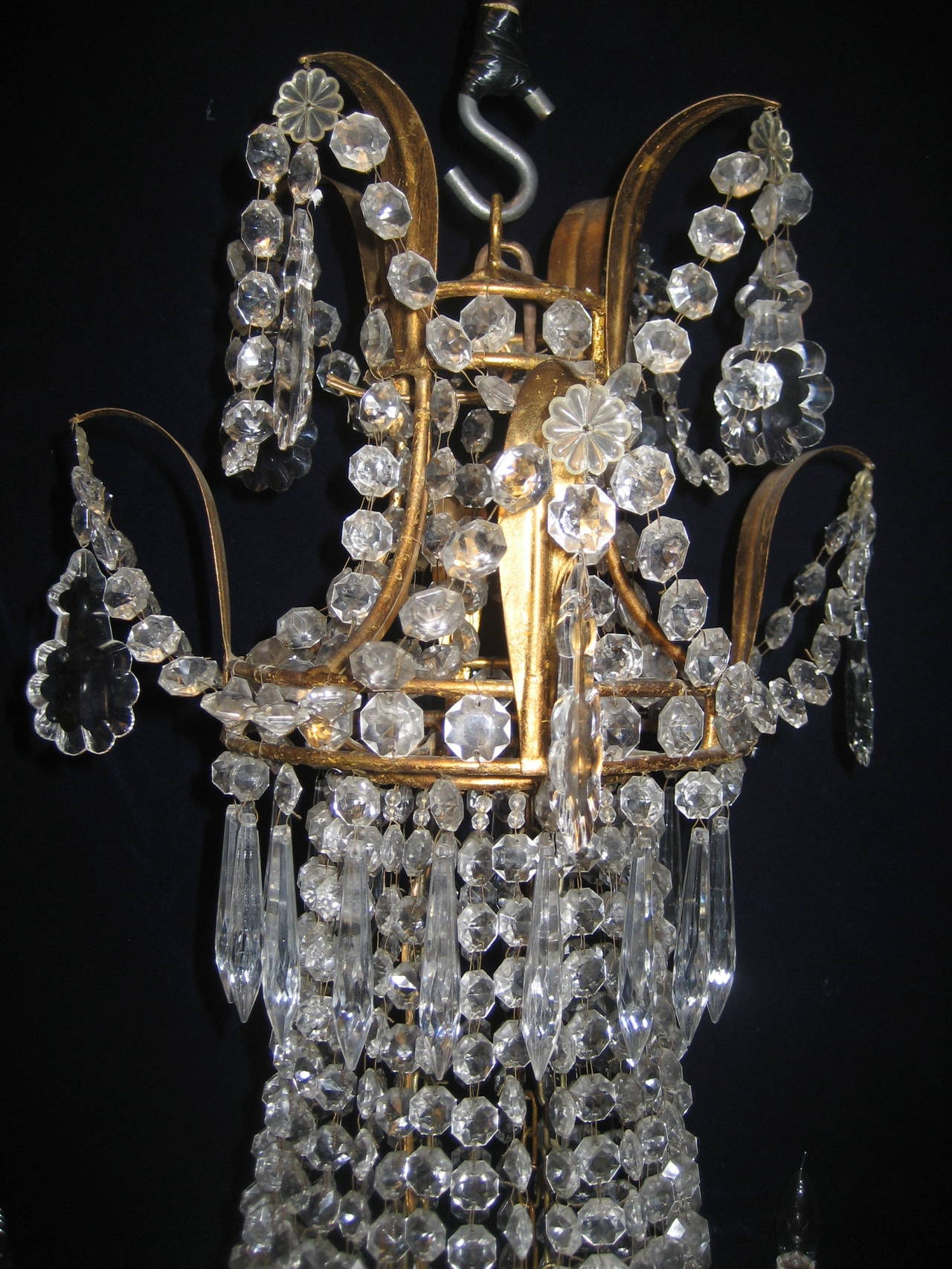 Set of Three Antique French Louis XVI Style Gilt and Crystal Chandeliers In Good Condition For Sale In New York, NY