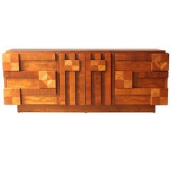 Brutalist Walnut Low Dresser by Lane