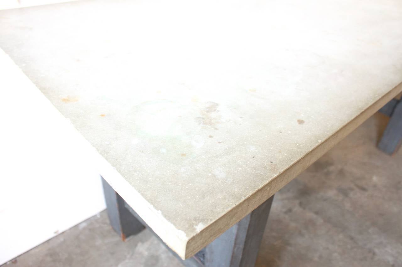 Stone-Top Factory Table In Distressed Condition In Brooklyn, NY