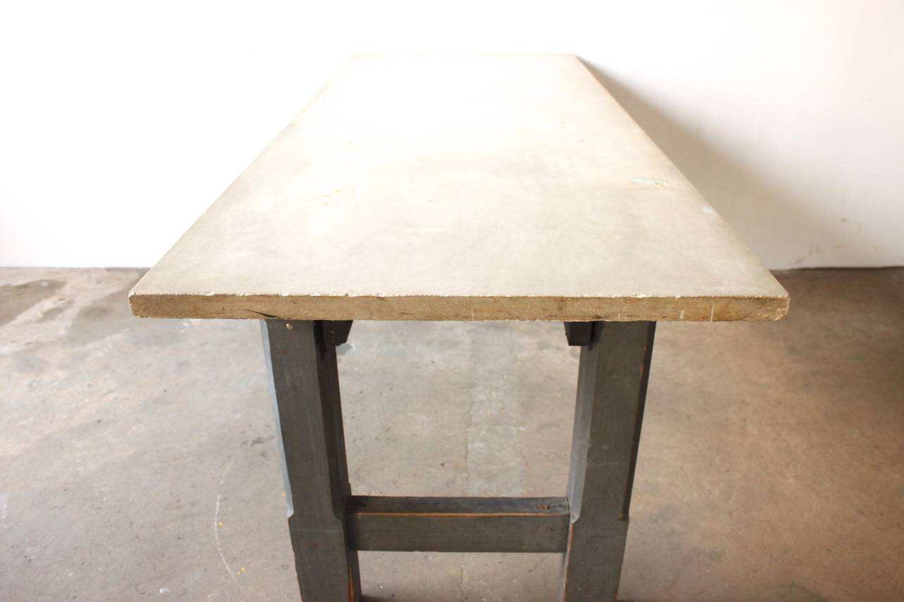 Industrial Stone-Top Factory Table