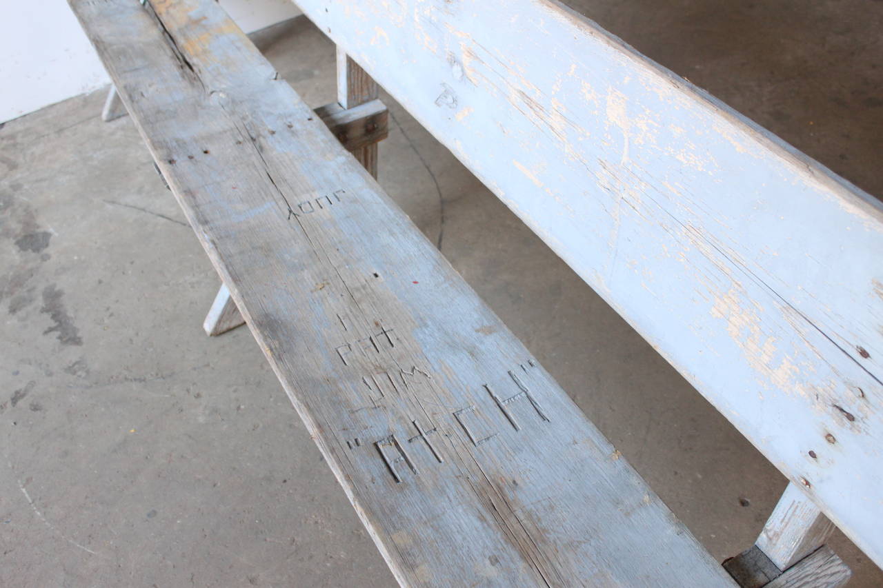 Primitive Pine Work Bench with Backrest