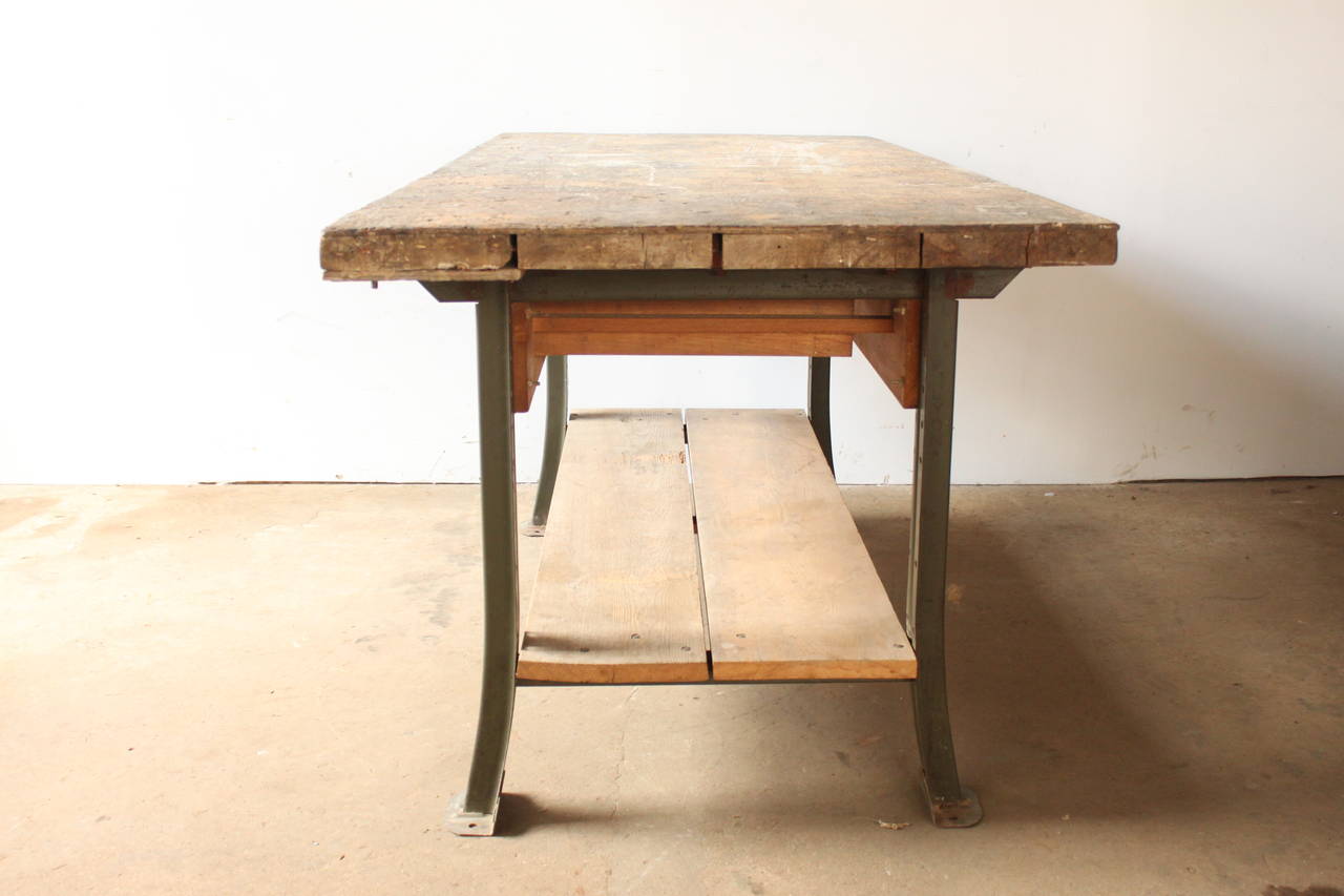 Mid-20th Century Industrial Factory Work Table