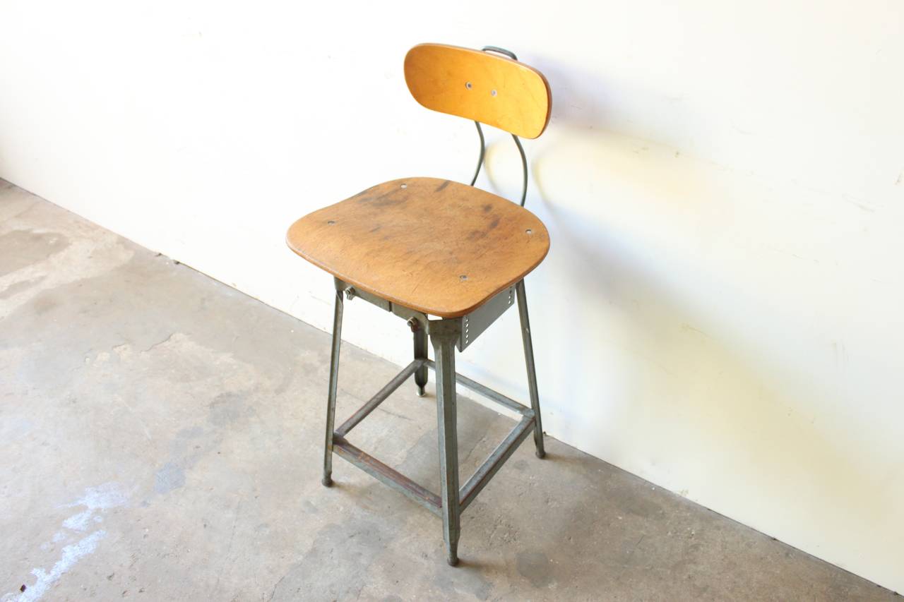 Industrial Factory Stool In Distressed Condition In Brooklyn, NY