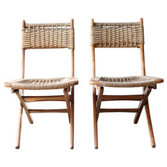Mid-Century Folding, Woven Rope Chairs