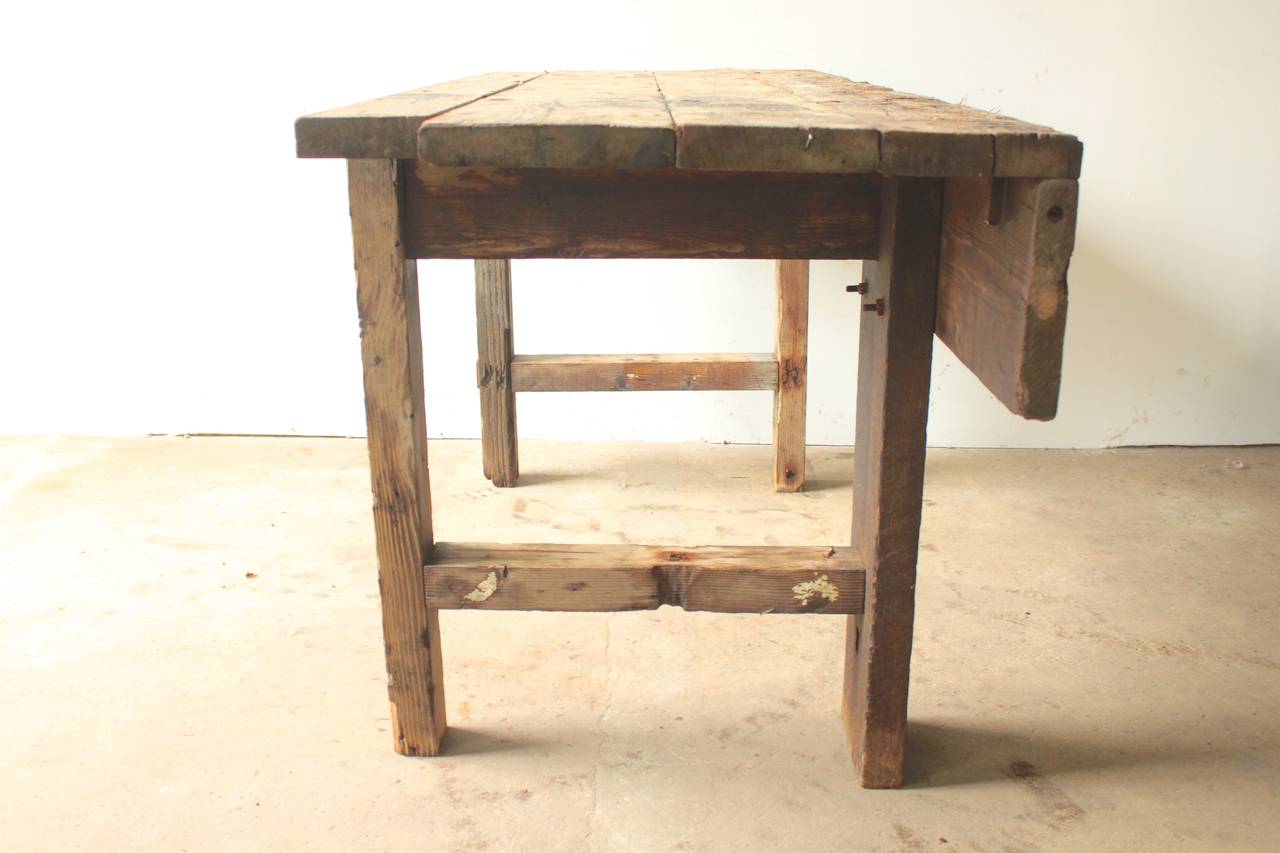 Primitive Handmade Work Bench In Distressed Condition In Brooklyn, NY