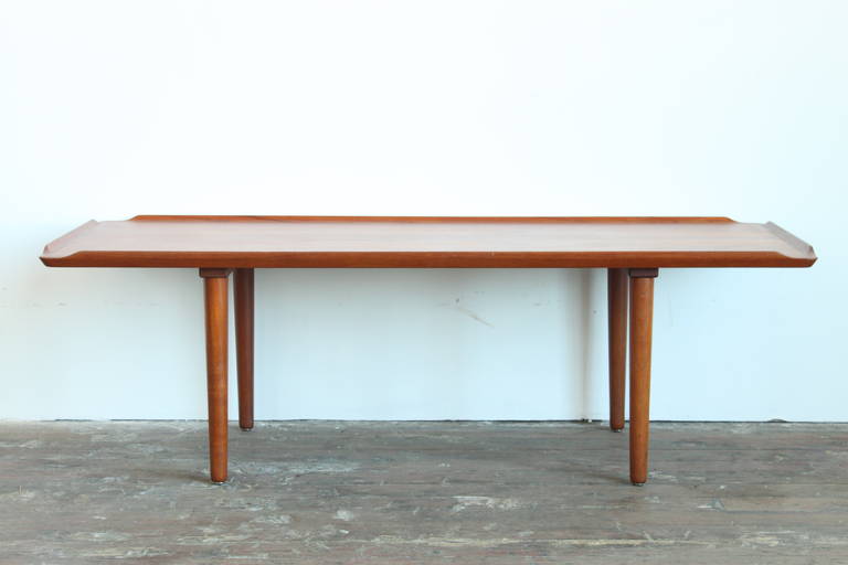 Mid-Century Modern Turned Edge Teak Coffee Table
