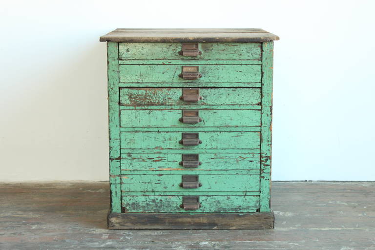Eight Drawer Green Flat File