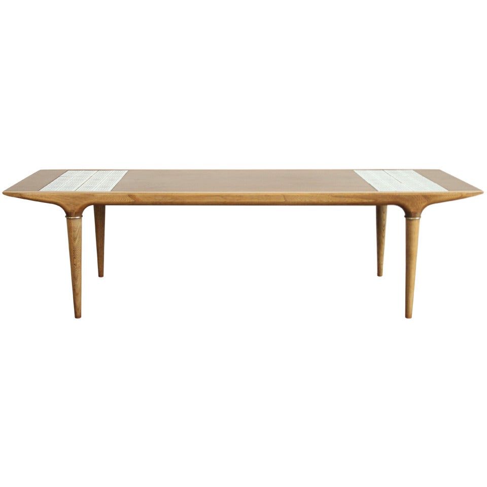Walnut Coffee Table with Tile Inlay by Lane