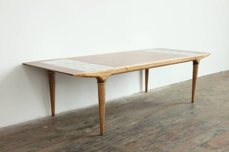 American Walnut Coffee Table with Tile Inlay by Lane