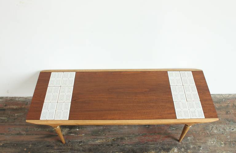 Walnut Coffee Table with Tile Inlay by Lane 1