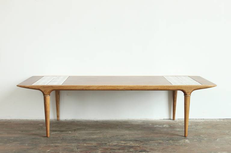 Walnut Coffee Table with Tile Inlay by Lane 4