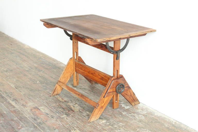 Oak Drafting Table In Good Condition In Brooklyn, NY