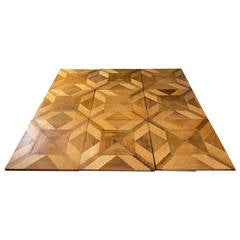 Antique ca 55, 5m2/597 sqft. of a Biedermeier Oak and Maple Parquet with a Square Inlay
