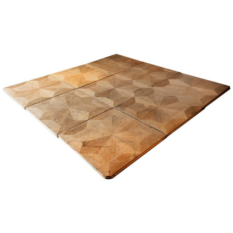A large Quantity of 19th Century Viennese Oak Star Parquet Panels For Sale