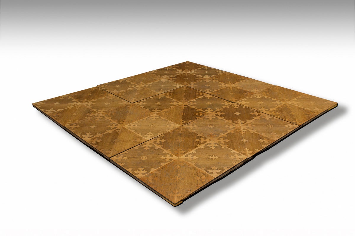 Austrian ca. 18 m2 of 19th century Oak and Maple Inlay Parquet For Sale