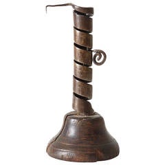 18th c. Swedish wrought Iron Spiral Candle Holder