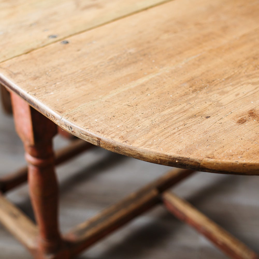 Painted 18th Century Swedish Baroque Drop-Leaf Table