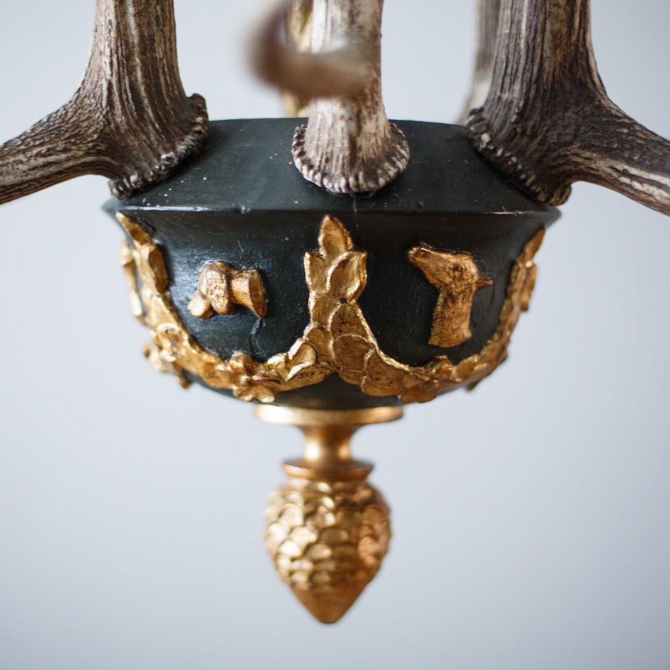 19th Century Swedish Antler Chandelier 1