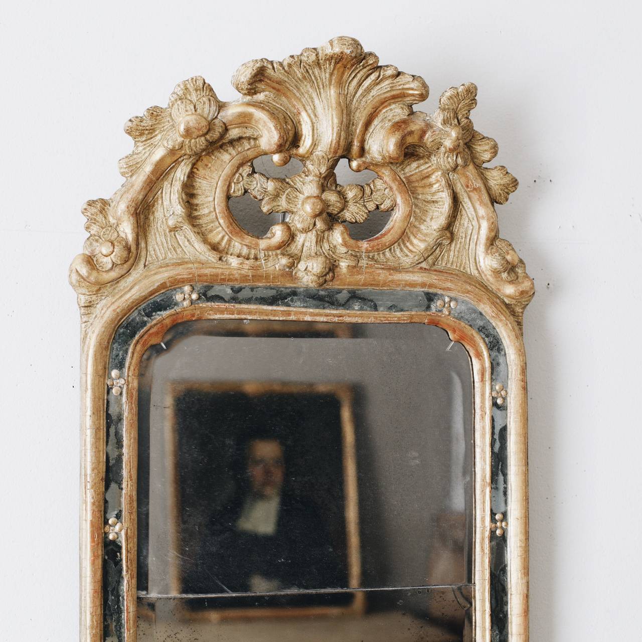 Giltwood 18th Century Swedish Rococo Mirror