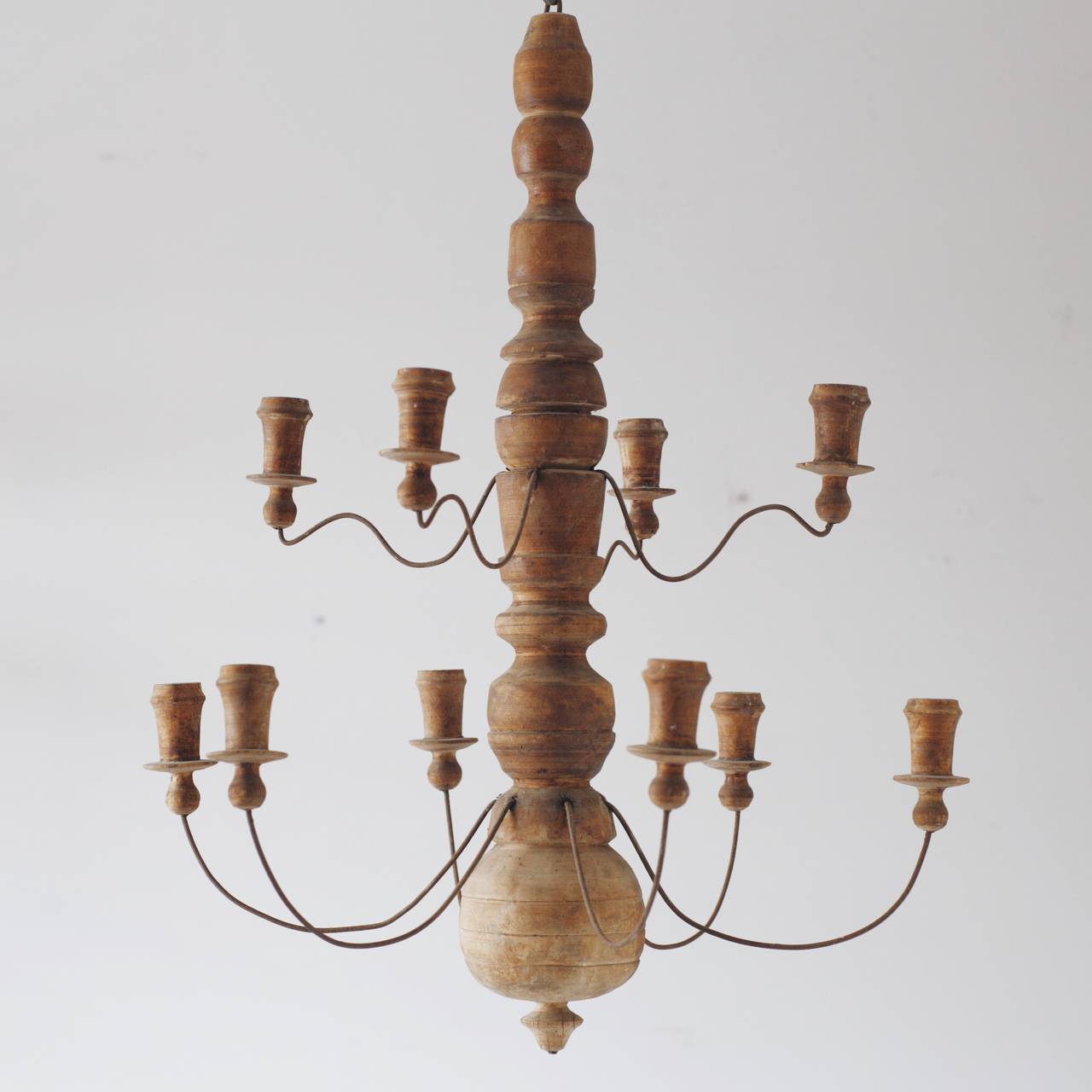 Swedish 19th century Folk Art chandelier in it's original good patinated surface. 