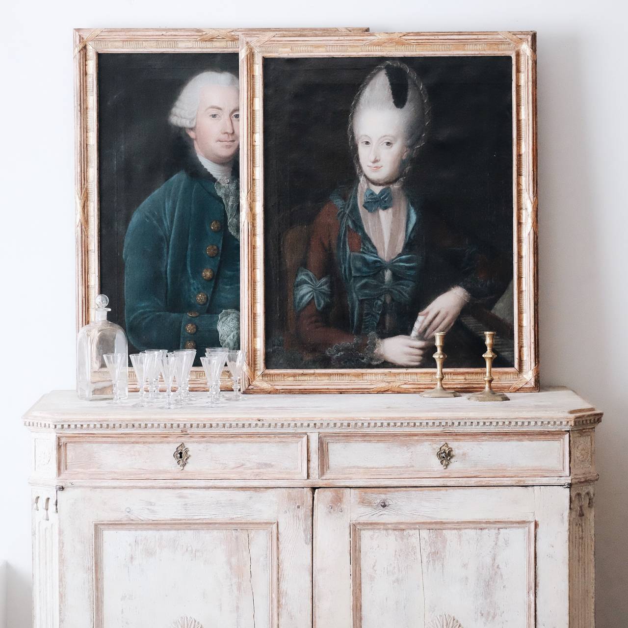 Rococo Ulrich Ferdinandt Beenfeldt, Pair of Portraits of Johan G Putscher and Wife