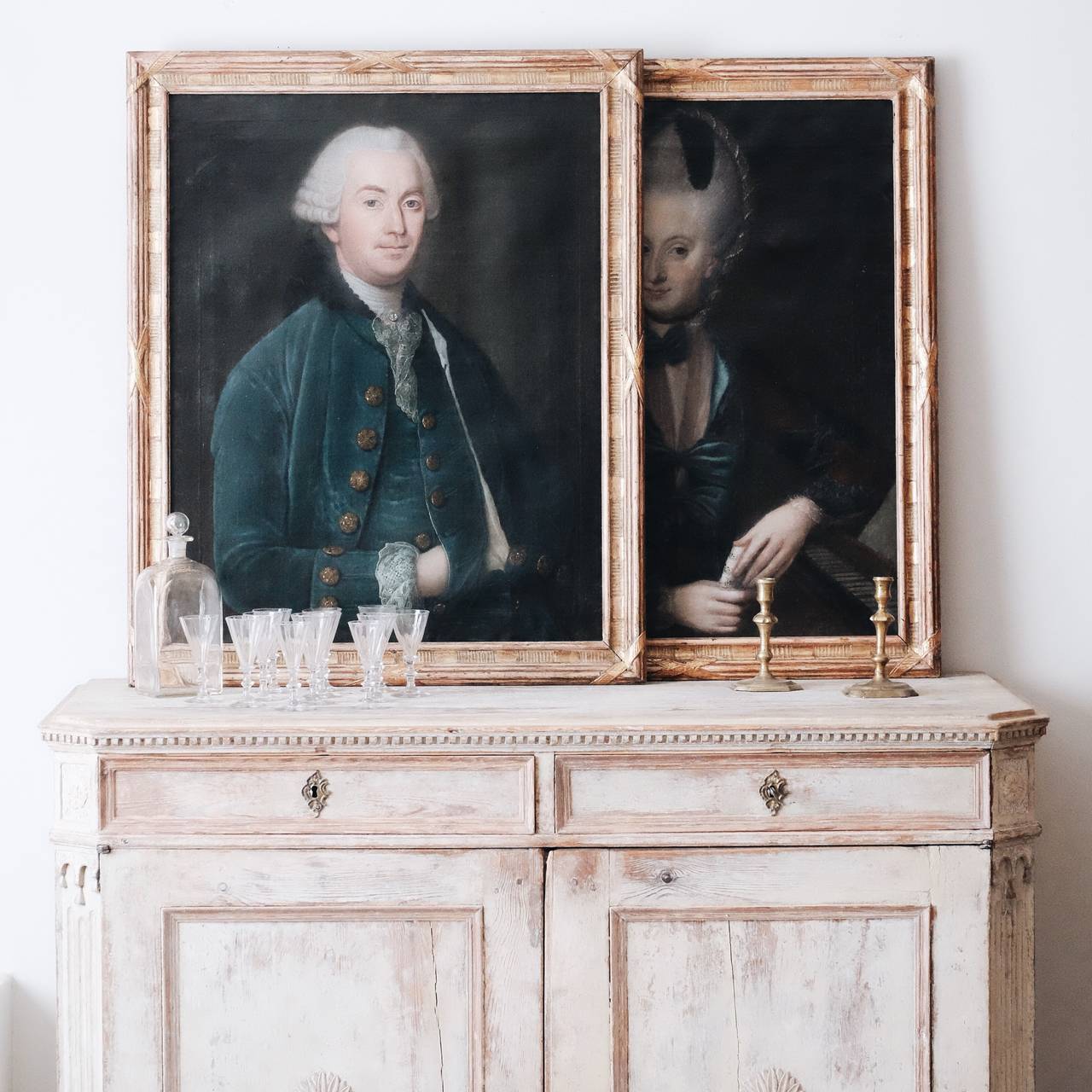 Ulrich Ferdinandt Beenfeldt (1714-1782): Pair of portraits of Johan Gottlieb Putscher and wife. Signed and dated on the reverse. Oil on canvas in original giltwood frames.
