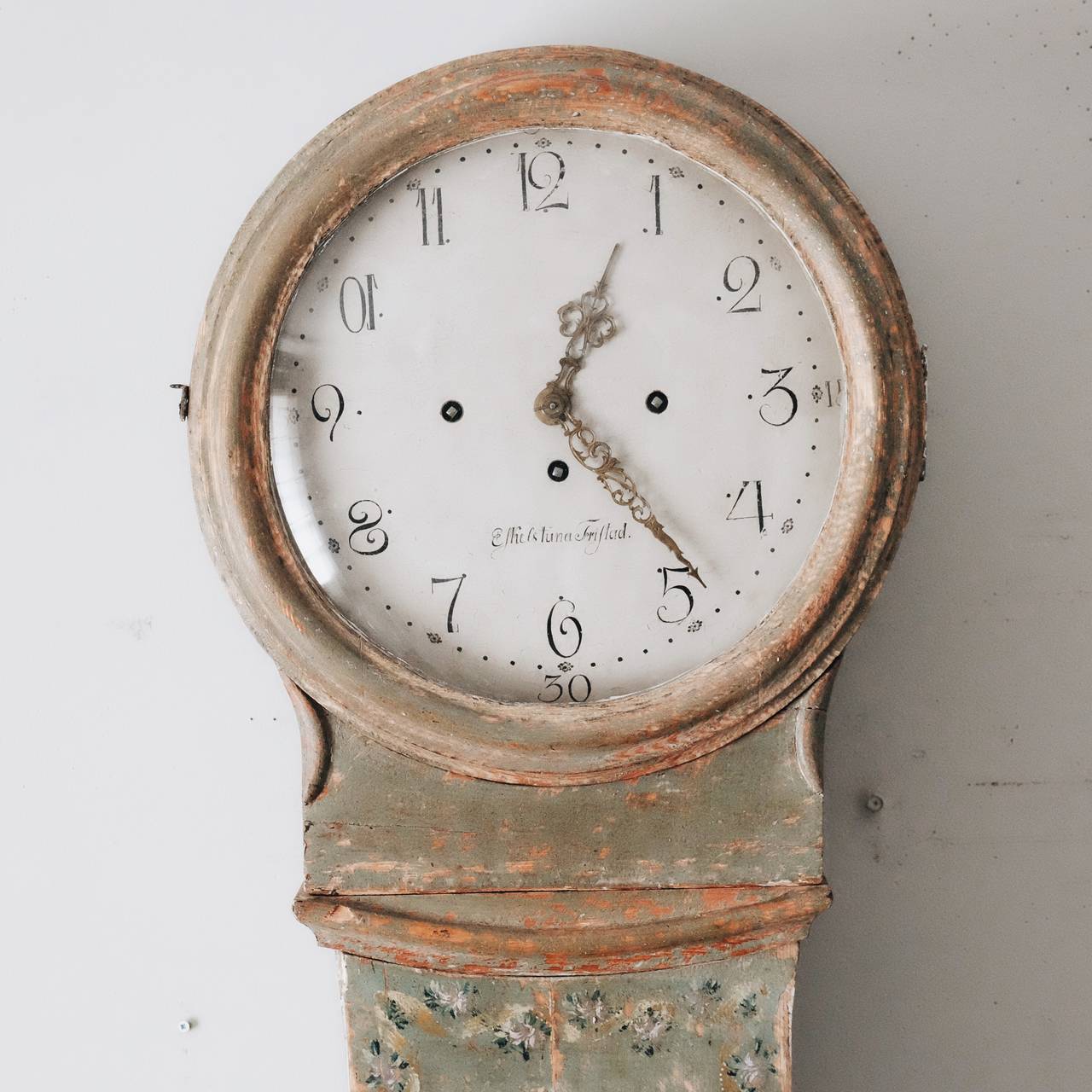 Folk Art 19th Century Swedish Provincial Tall Case Clock