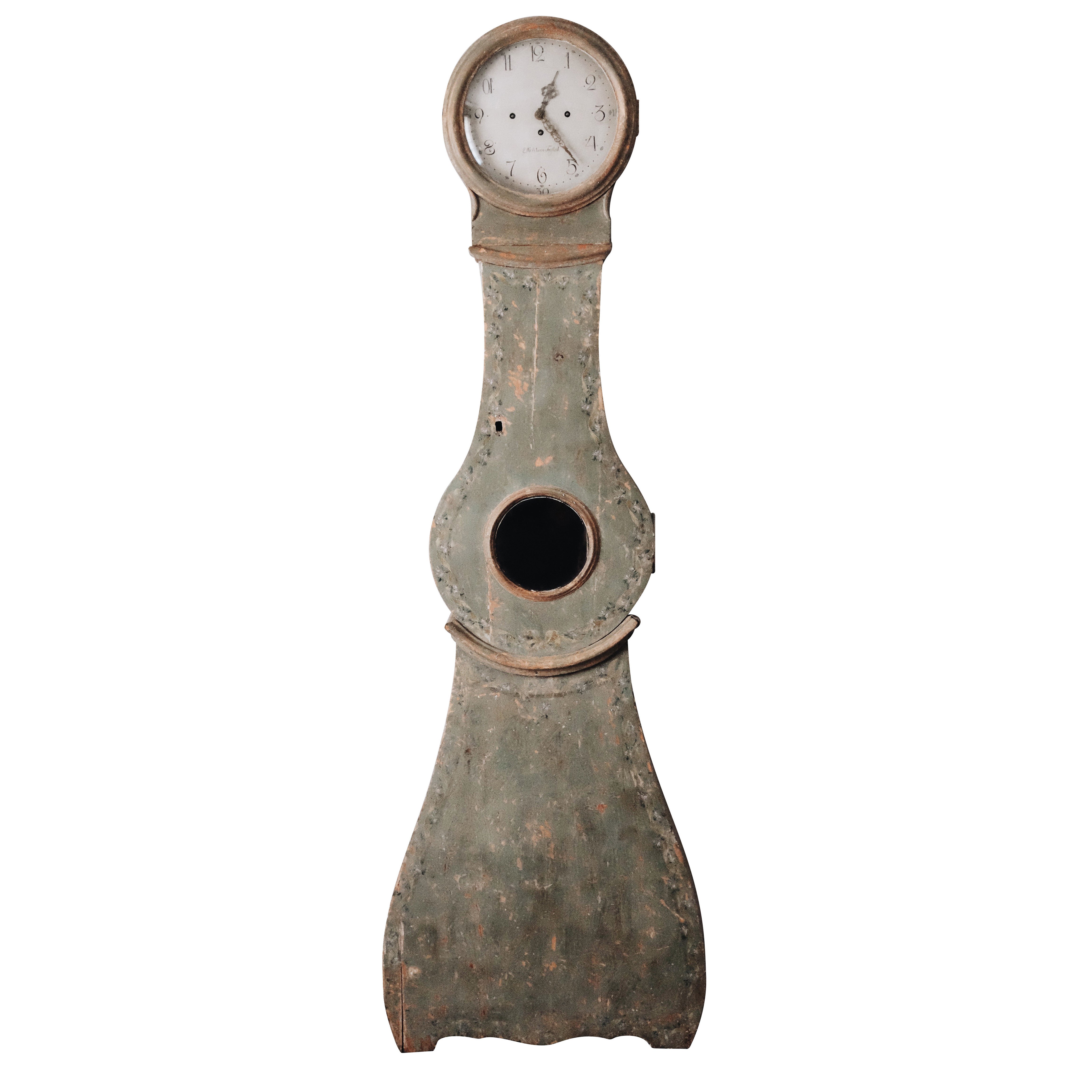 19th Century Swedish Provincial Tall Case Clock