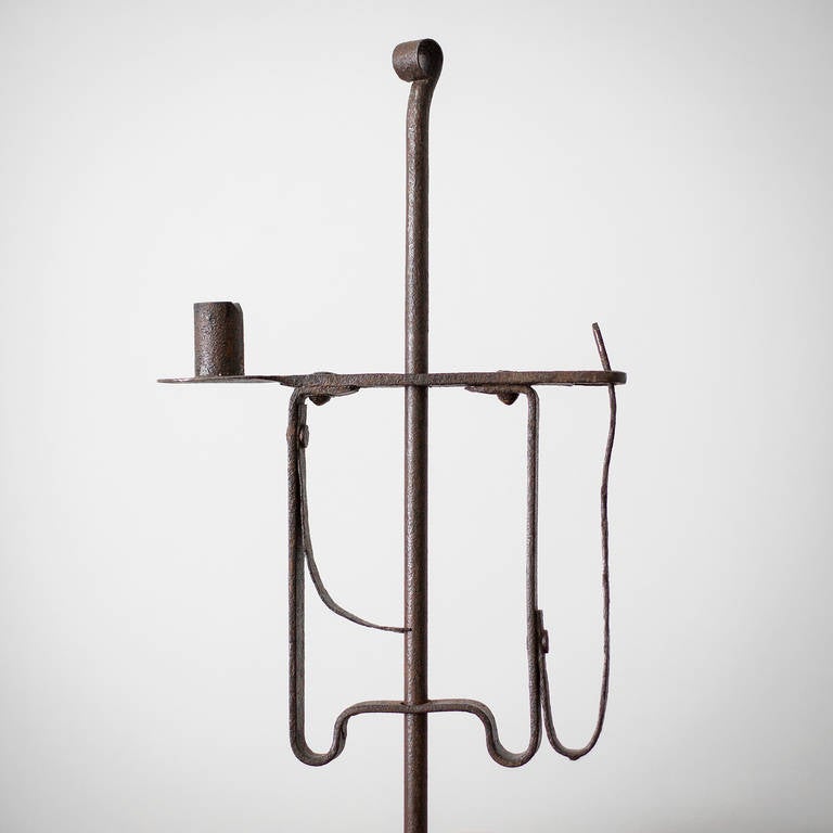18th Century Swedish Iron Rush & Candle Holder In Good Condition In Mjöhult, SE