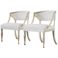 Pair of 19th Century Swedish Gustavian Barrel Back Armchairs