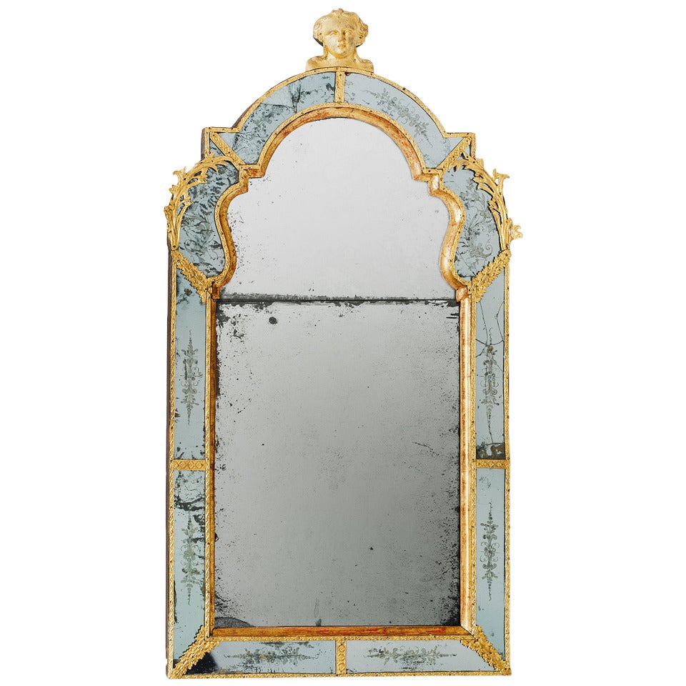 18th Century Swedish Baroque Mirror, Burchard Precht