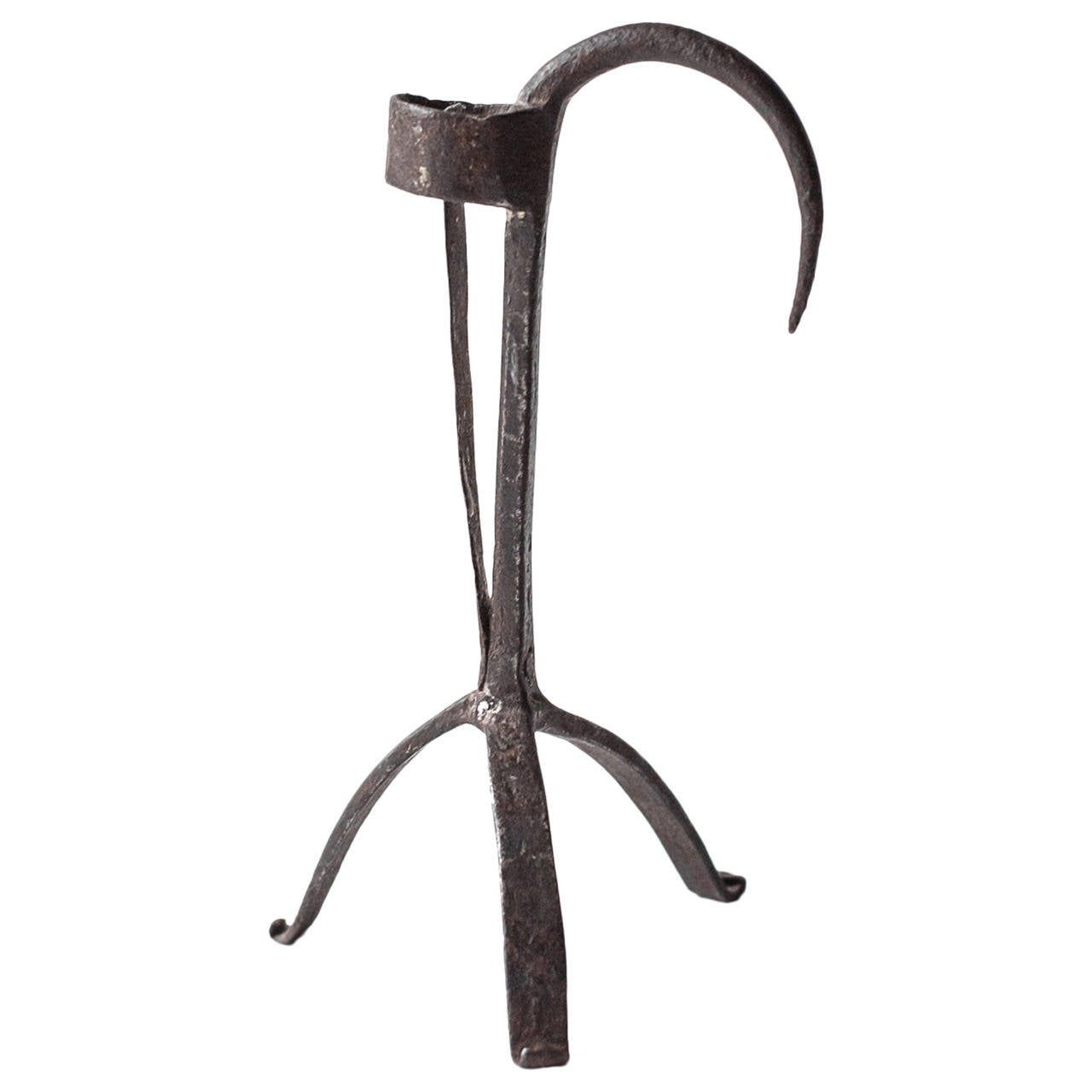 18th Century Swedish Wrought Iron Rush Candle Holder For Sale at 1stdibs