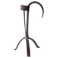 18th Century Swedish Wrought Iron Rush Candle Holder