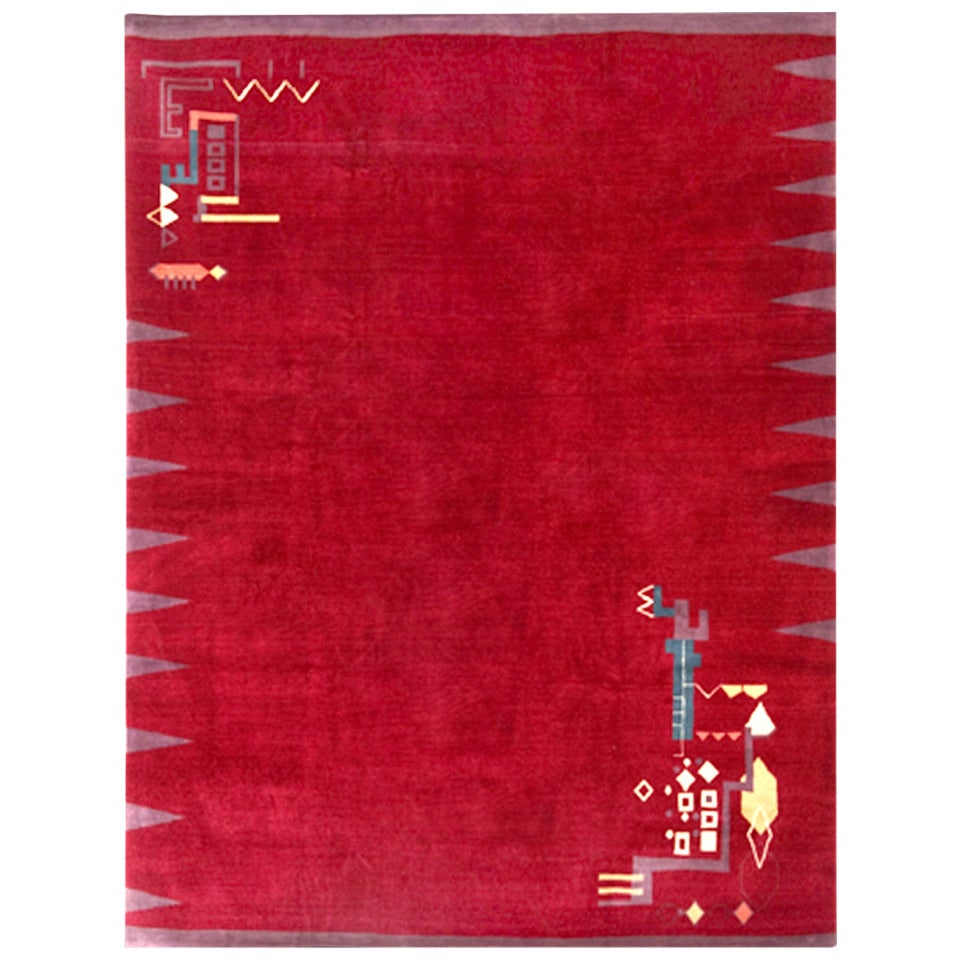 Geometric Handwoven Rug by Didier Marien For Sale