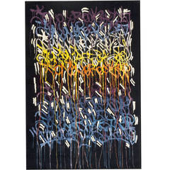 JonOne's Original Silk and Wool Street Art Rug "Rainbow"