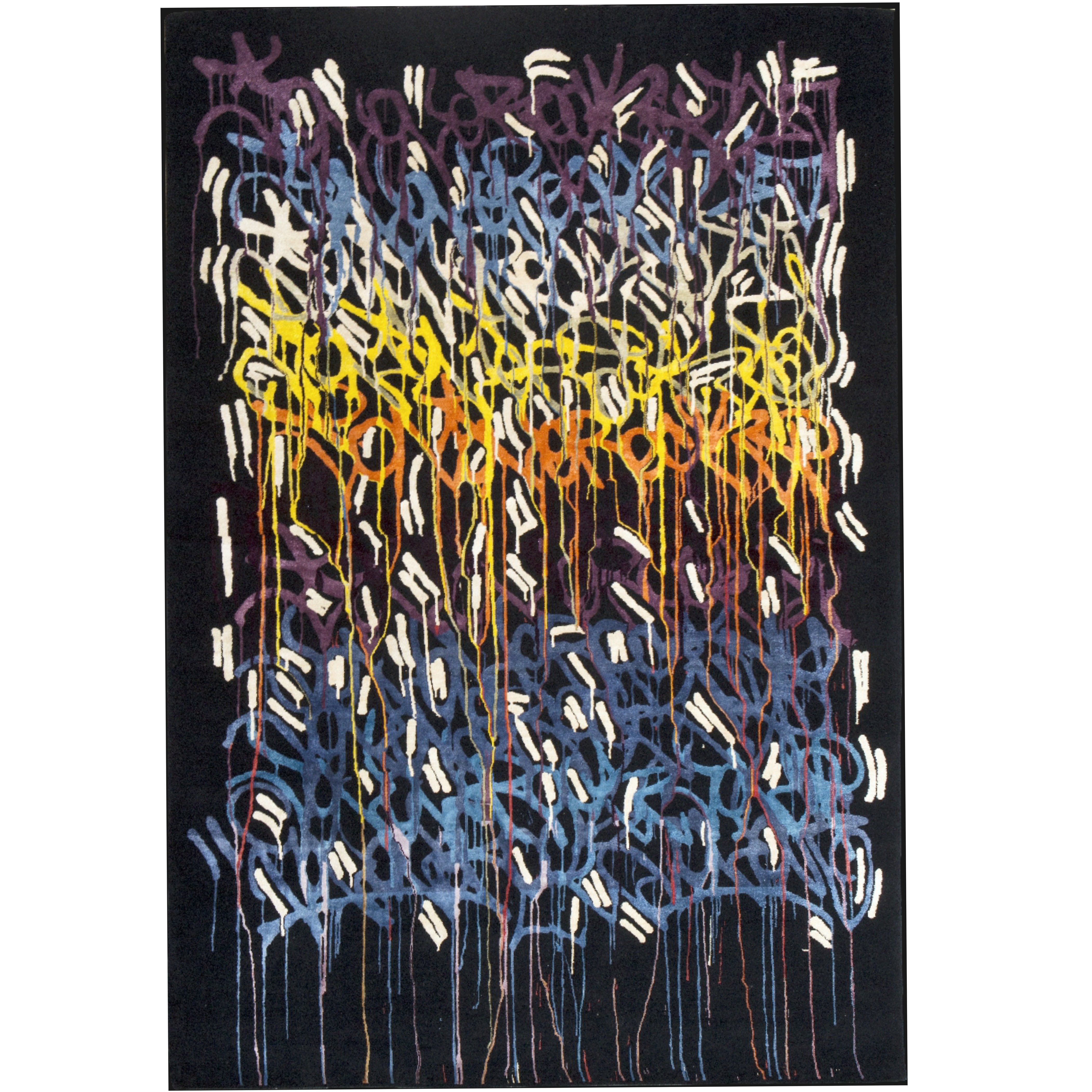 JonOne's Original Silk and Wool Street Art Rug "Rainbow" For Sale