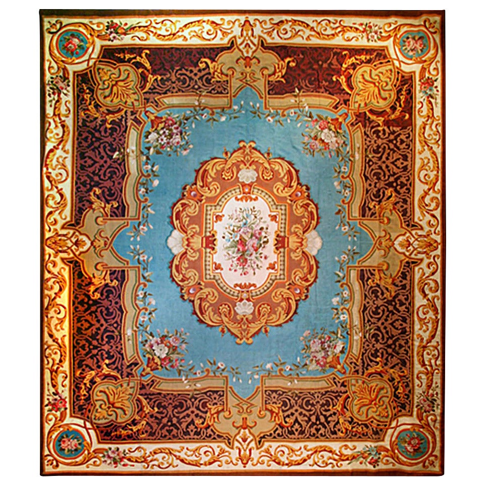 Exceptional Antique 19th Napoleon III French Aubusson Rug For Sale