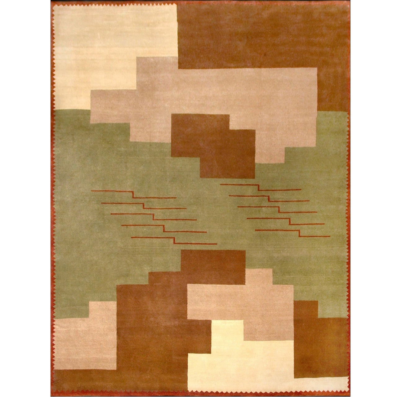 Brown Geometric Rug by Boccara For Sale