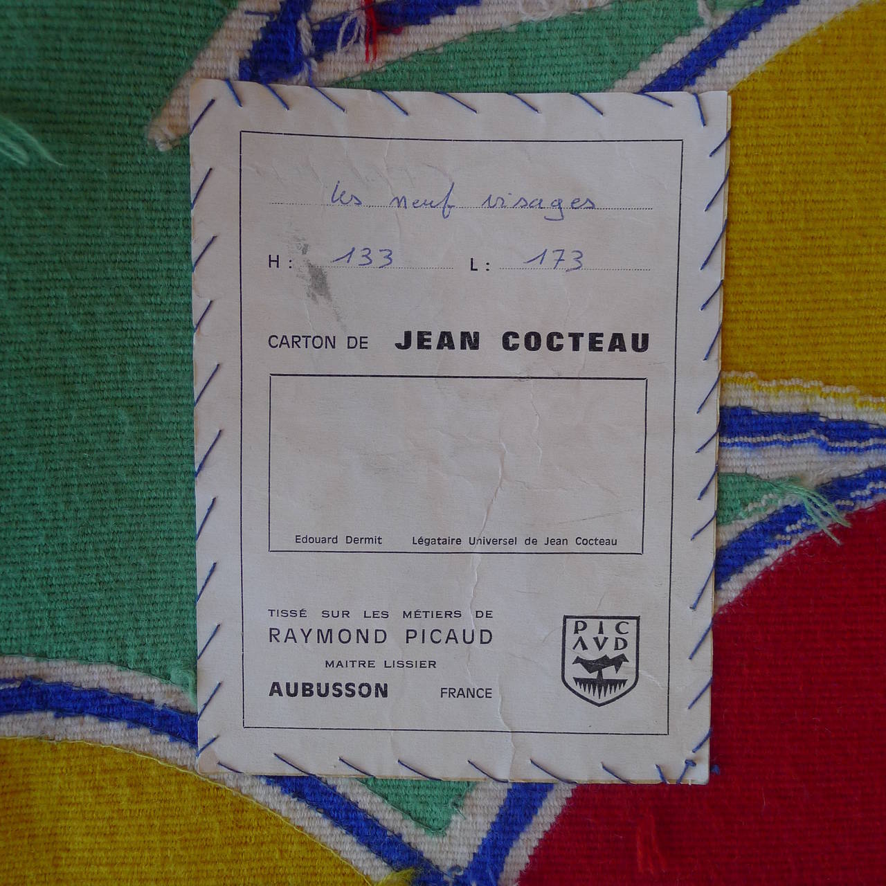Hand-Woven Beautiful Jean Cocteau 1960s Aubusson Tapestry