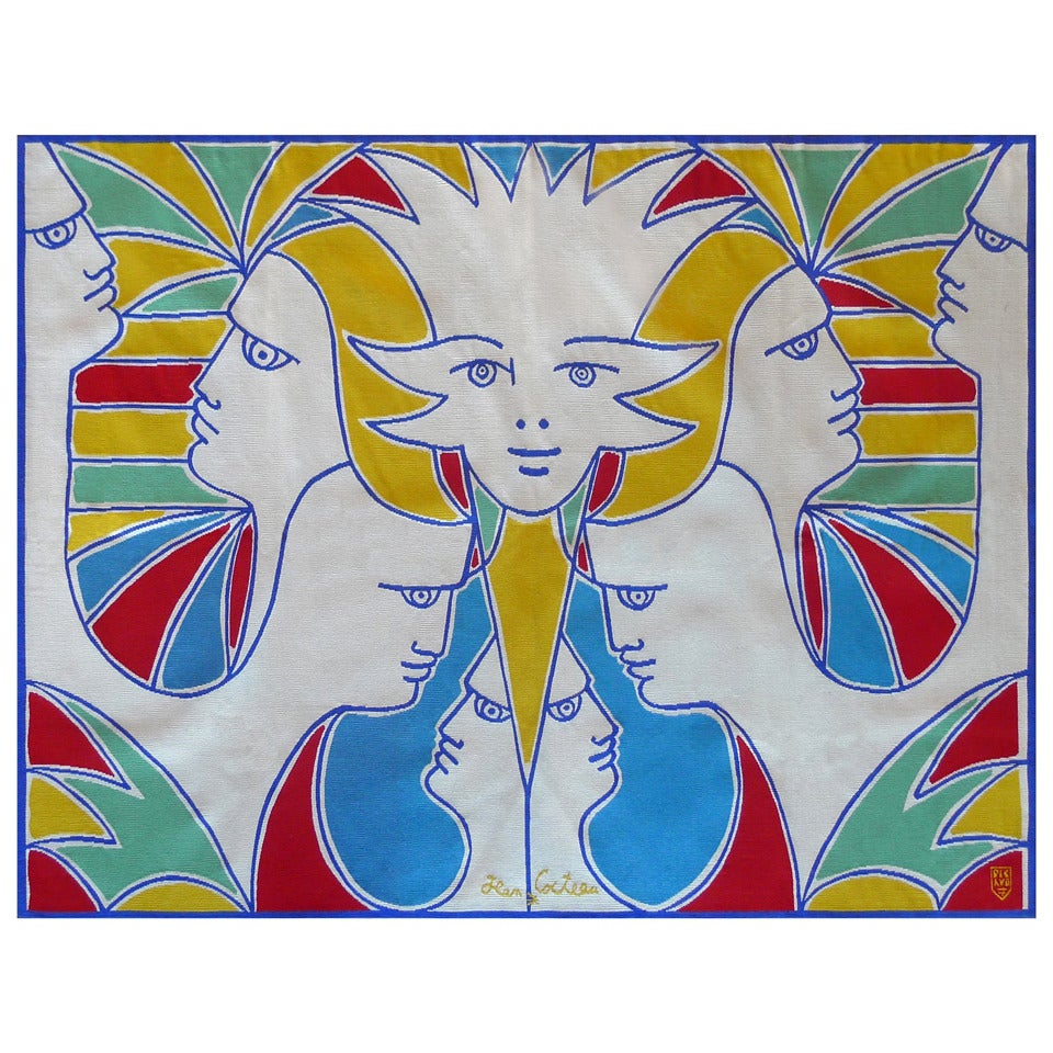 Beautiful Jean Cocteau 1960s Aubusson Tapestry