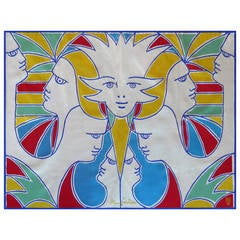 Beautiful Jean Cocteau 1960s Aubusson Tapestry