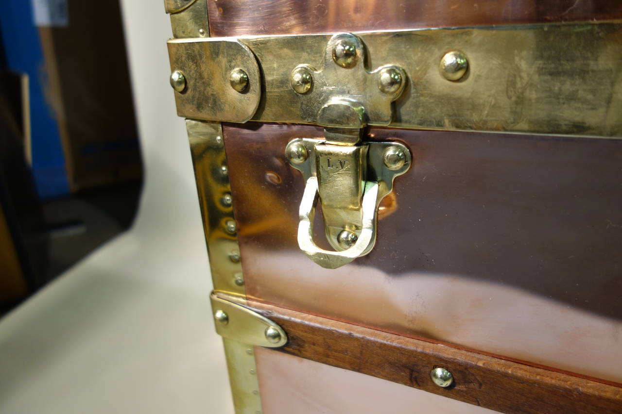 Copper 1880 Louis Vuitton Courrier Cooper Trunk with Key / Malle Cuivre Vuitton